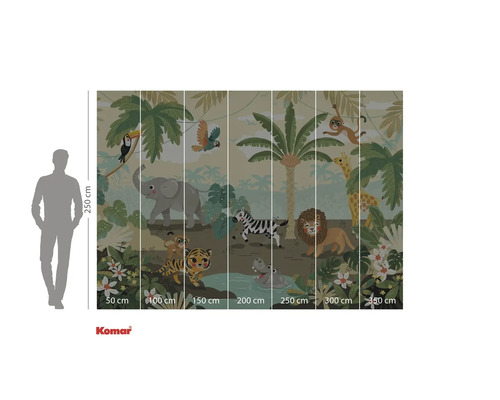 Fototapet cu motiv cu animale din junglă ca decor de perete