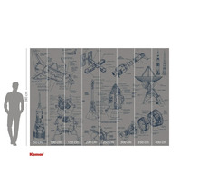 Tapet foto Komar cu ilustrații ale navelor spațiale și explicații