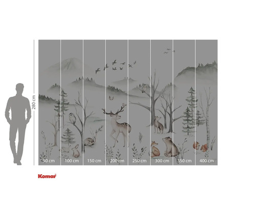 Fototapet cu motiv de animale sălbatice și indicații de dimensiuni