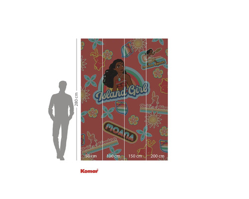 Fototapet cu motive din filmul Vaiana și indicații de dimensiune