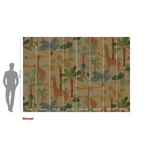 Tapet cu motiv de girafe și plante pentru decorarea peretelui