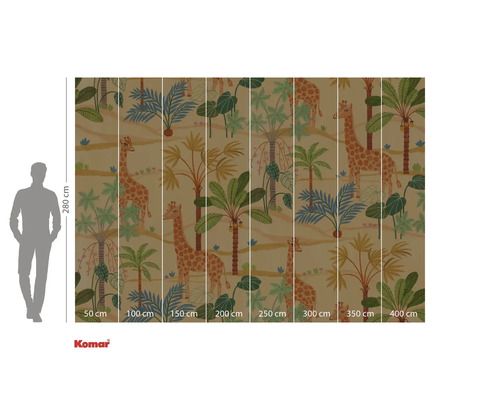 Tapet cu motiv de girafe și plante pentru decorarea peretelui