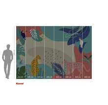 Tapet foto Komar cu motiv de junglă, cu tucan, cacadu și leoparzi, dimensiuni 280 x 400 cm