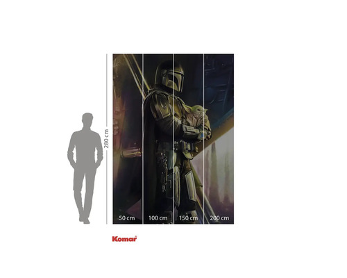 Fototapet Komar Star Wars The Mandalorian și Baby Yoda, înalt de 280 cm, prezintă o scenă din serial.