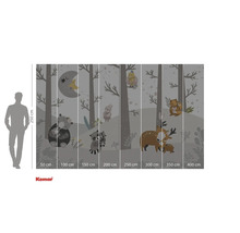 Fototapet cu animale din pădure și copaci în camera copiilor