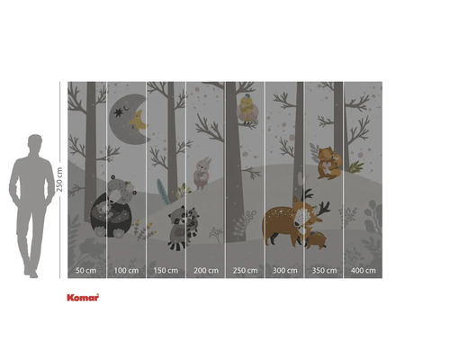 Fototapet cu animale din pădure și copaci în camera copiilor