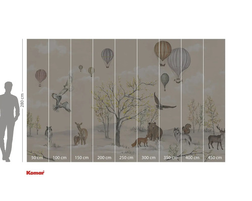 Fototapet cu animale sălbatice și baloane cu aer cald