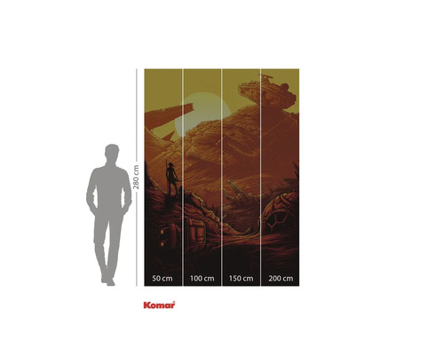 Fototapet cu peisaj deșertic, persoană și navă spațială