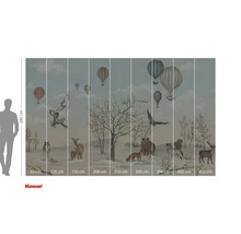 Fototapet cu animale sălbatice și baloane cu aer cald într-un peisaj de iarnă