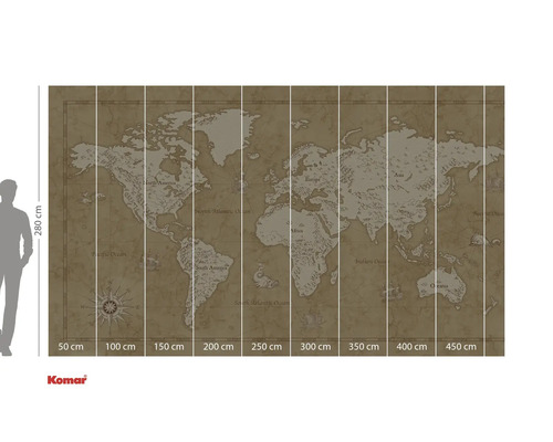 Imagine de perete cu hartă mondială și indicații de dimensiune