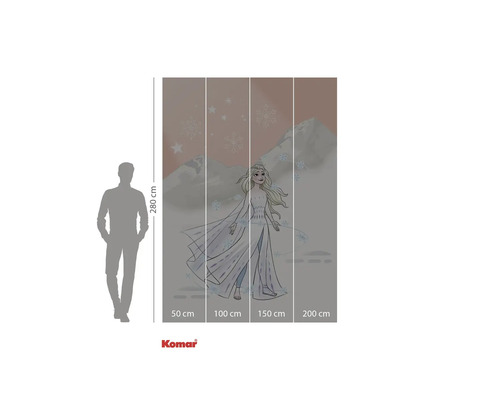 Pictură murală Komar cu un motiv cu Regina Elsa a Gheții, formată din patru părți, cu o înălțime de 280 de centimetri.