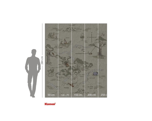 Pictură murală Komar Winnie the Pooh cu o hartă a Pădurii de o sută de acri