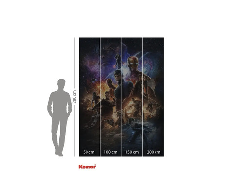 Pictură murală Komar cu motivul Avengers și indicații de dimensiune