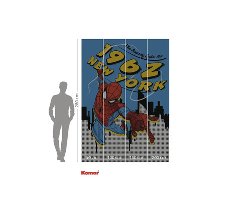 Fototapet Komar Spiderman cu motiv Spiderman și silueta orașului