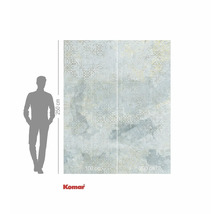 Tapet foto Komar cu model geometric și indicații de dimensiune.