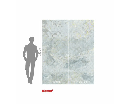 Tapet foto Komar cu model geometric și indicații de dimensiune.