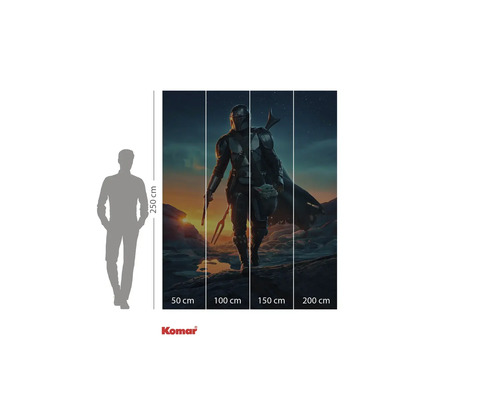 Tapetă foto din patru părți cu motiv Mandalorian și indicații de dimensiune