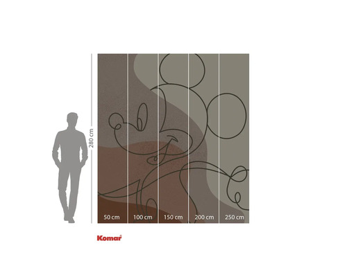 Fototapet Komar cu motiv Mickey Mouse și indicații de dimensiuni