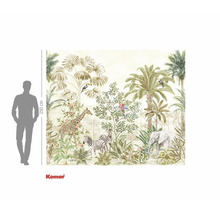 Fototapet Komar junglă cu girafă, zebră și elefant