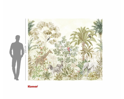 Fototapet Komar junglă cu girafă, zebră și elefant