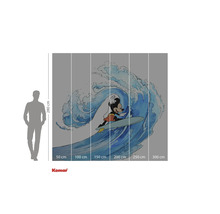 Fototapet cu Mickey Mouse făcând surfing pe un val