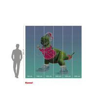 Fototapet cu un dinozaur verde cu căști, hanorac și pantofi sport pe un fundal colorat