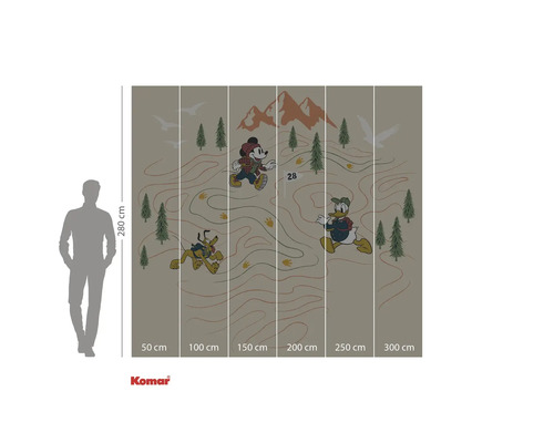 Fototapet cu personajele Disney Mickey Mouse, Donald Duck și Pluto pe o hartă de drumeție