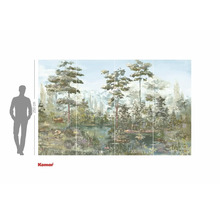 Fototapet cu motiv lac forestier și indicații de dimensiuni