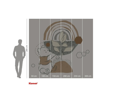 Tapet Komar cu Winnie the Pooh și forme abstracte, 280 cm înălțime