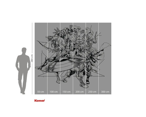 Pictură murală Komar Avengers cu dimensiunile de 280 pe 300 de centimetri