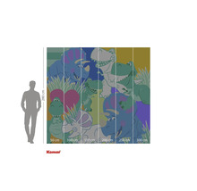 Tapet fotogravură cu motive de dinozauri și indicații de dimensiuni