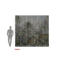 Fototapet Komar cu motiv de junglă, palmieri și familie de lei, 280x300 cm