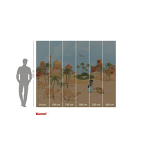 Tapet fotorealist Komar cu motiv de deșert, palmieri, cămile, prințesa Jasmine și tigru