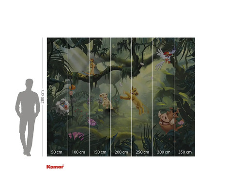 Fototapet Komar cu motive de junglă și personaje din Regele Leu, 280 cm înălțime și disponibilă în diferite lățimi