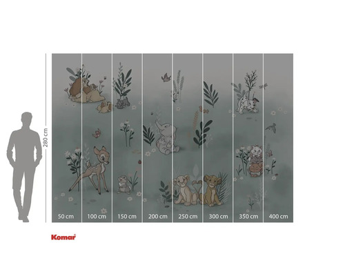 Fototapet Komar cu motive Disney și indicații de dimensiuni.