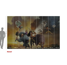 Imagine de perete cu personaje din filmul Raya și ultimul dragon cu indicații de dimensiune