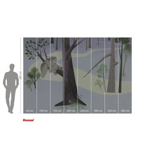 Imagine de perete cu motiv forestier și elefant pe un trunchi de copac