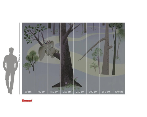 Imagine de perete cu motiv forestier și elefant pe un trunchi de copac