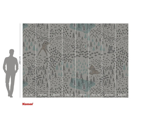 Fototapet Komar cu motive forestiere și reprezentări de animale, 280 x 400 cm