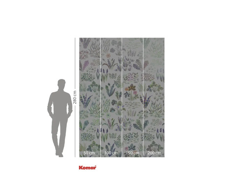 Fototapet cu model de plante și specificații de dimensiuni