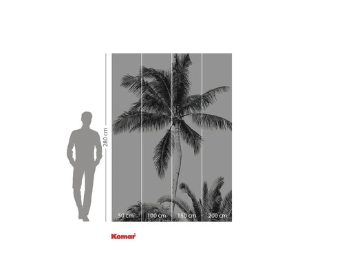 Tapetă foto cu motiv palmier și indicator de înălțime