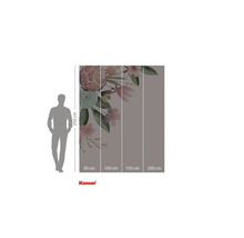 Fototapet Komar cu model floral și indicații de dimensiuni.