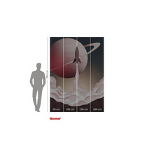 Fototapet cu lansare de rachetă în fața unei planete