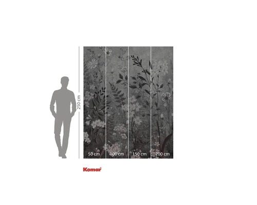 Fototapet Komar cu model floral și indicații de dimensiuni