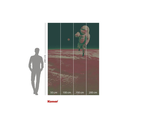 Fototapet Komar cu tematică spațială, cu astronaut și indicații de dimensiuni