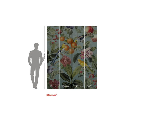 Fototapet cu motive de plante, flori și păsări