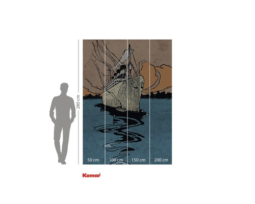 Tapetă vlies cu motiv de navă, dimensiuni 280 cm înălțime și 300 cm lățime