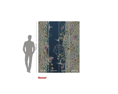 Tapetă vlies cu model floral și de păsări, dimensiune tapet 250 pe 200 cm