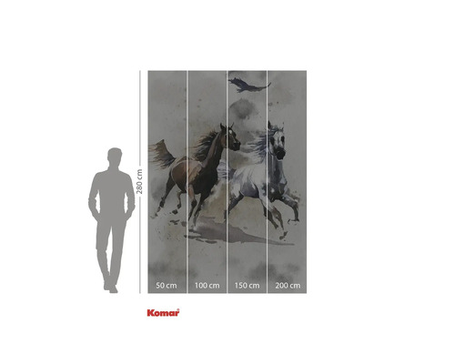 Tapet foto Komar cu motiv de cal și indicații de dimensiune