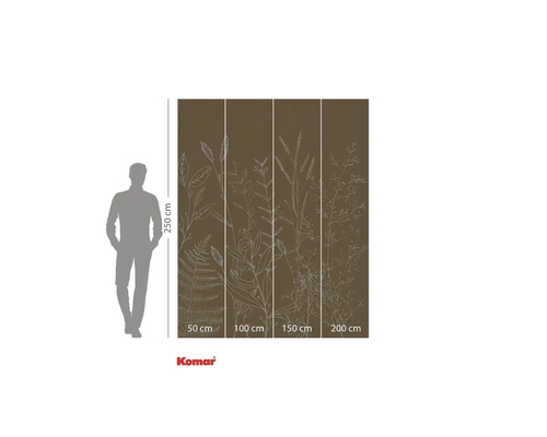 Tapet foto Komar cu motive vegetale, 250 cm înălțime și 200 cm lățime